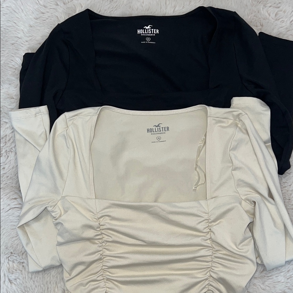 Hollister Long Sleeve Tops - Black & Cream (Set of 2)